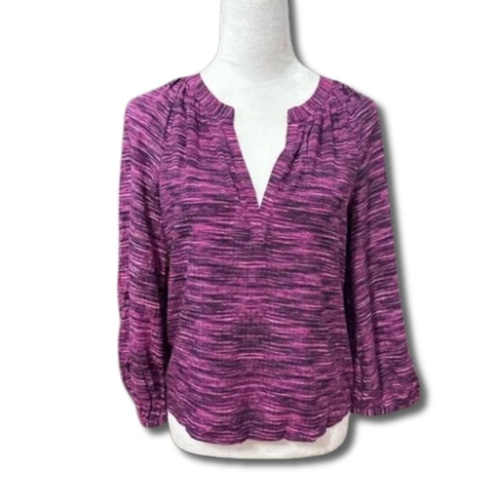 Melrose & Market Blouse Striped Long Sleeve Relaxed Fit Purple Women's XS NWOT